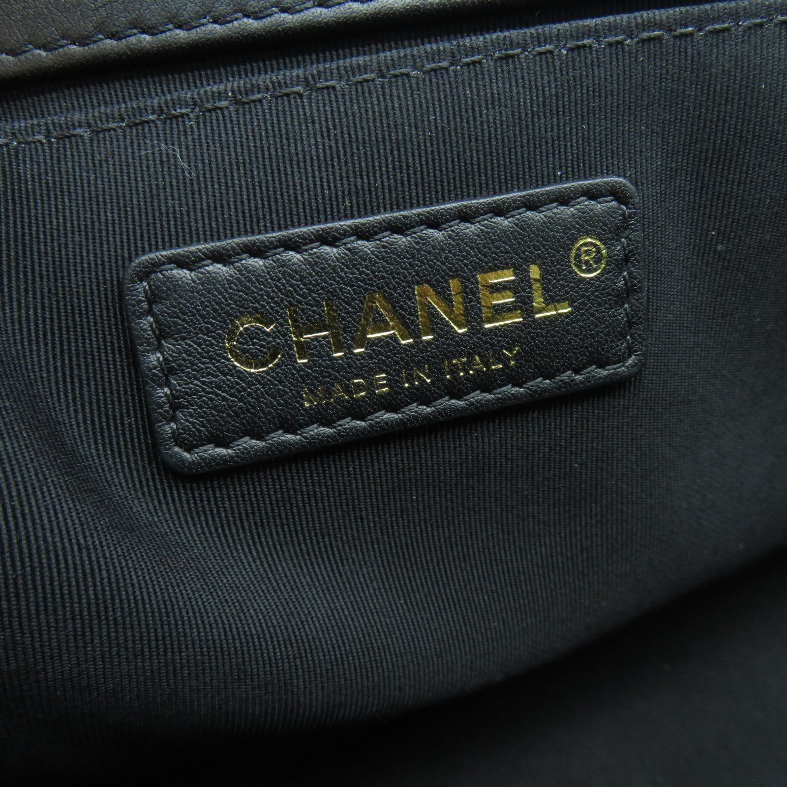 CHANEL 菱格牛皮皮革Boy 25cm金扣鏈帶肩背袋黑色
