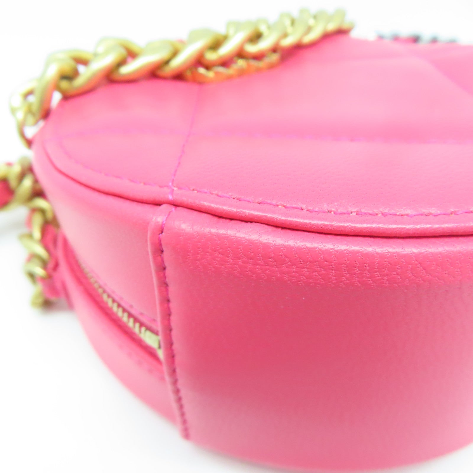 CHANEL 菱格羊皮皮革Shoulder Bag金扣手挽肩背兩用袋粉紅色