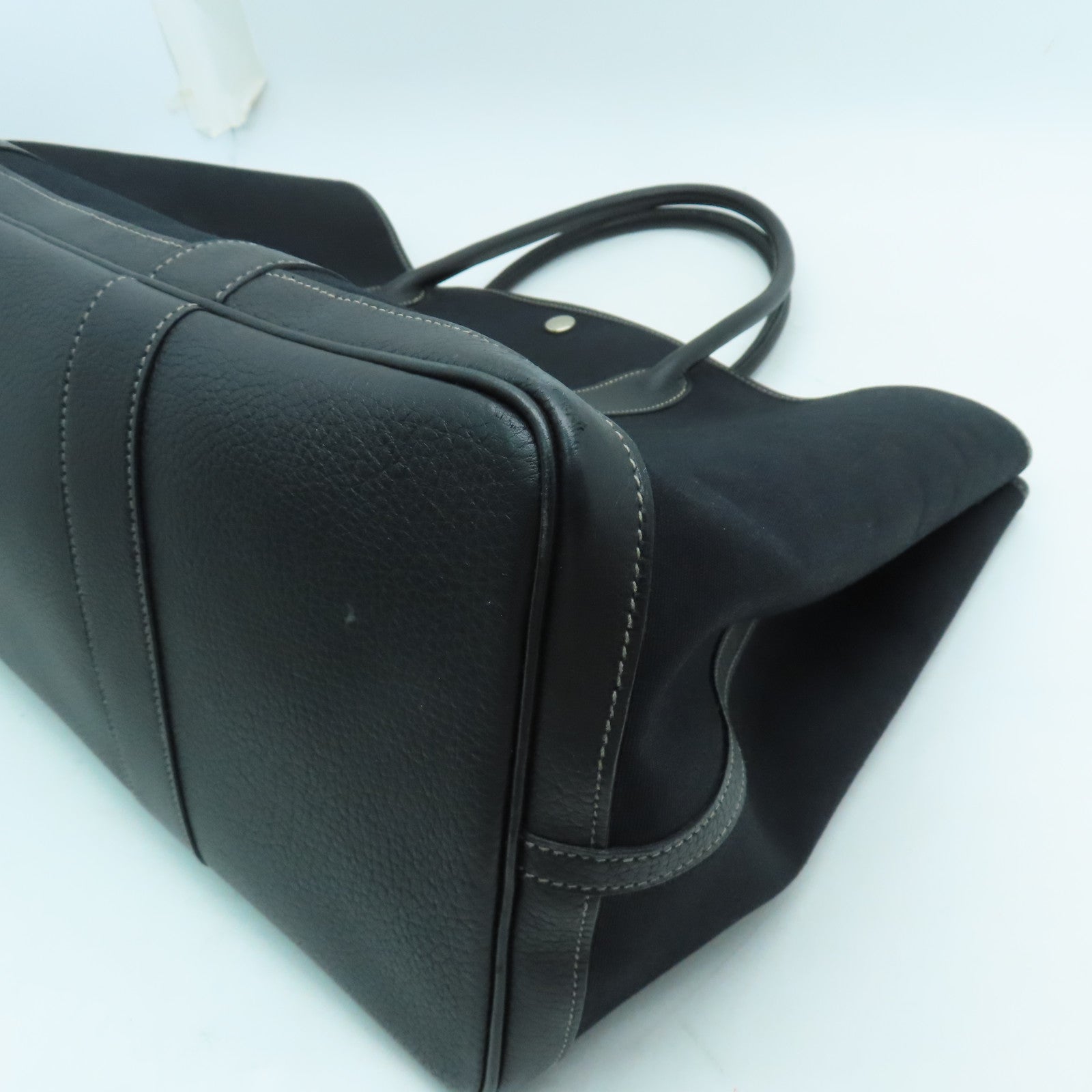 HERMES 帆布Garden Party GM銀扣手挽袋