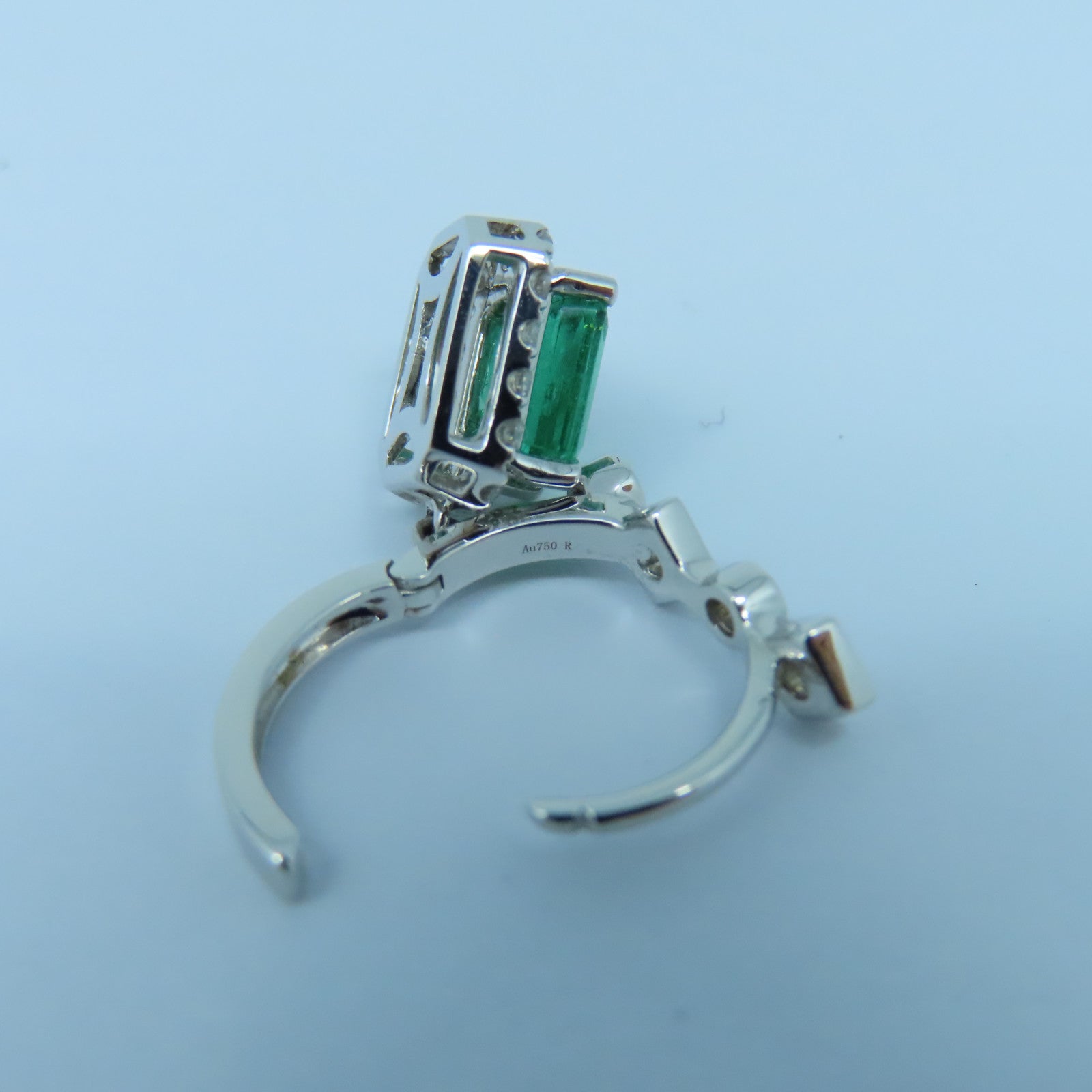 JEWELRY 18K白金Emerald Earrings 1.24ct綠寶石/0.40ct鑽石耳環綠色