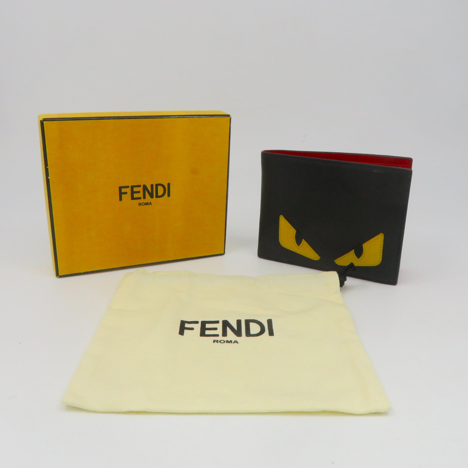 FENDI 牛皮皮革Wallet錢包黑色/紅色