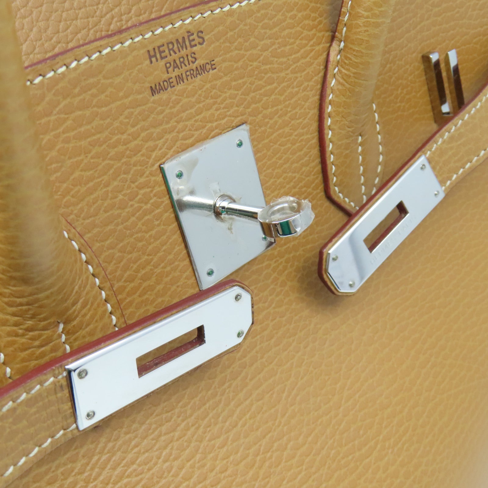 HERMES Ardennes皮革Birkin 35 Hand Bag銀扣手挽袋Natural啡色