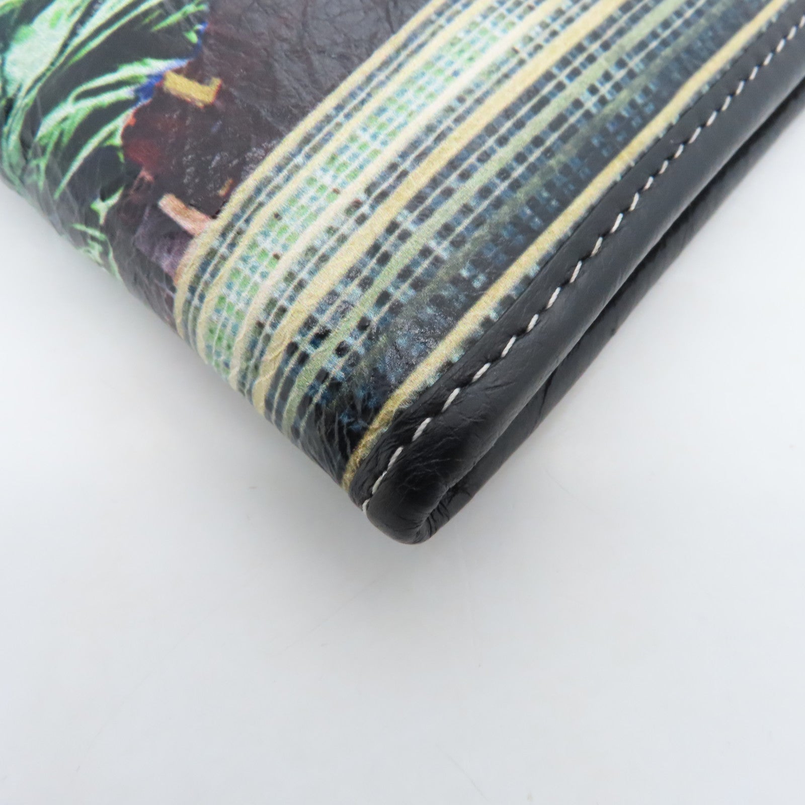 BALENCIAGA Cowhide Leather Clutch Silver Buckle Clutch Colorful