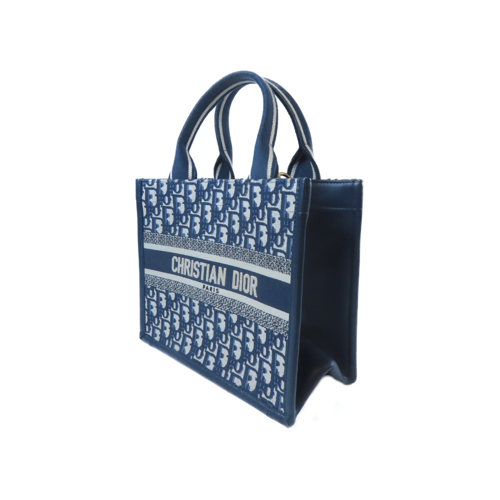 Dior 帆布Small Dior Book Tote金扣手挽肩背兩用袋藍色