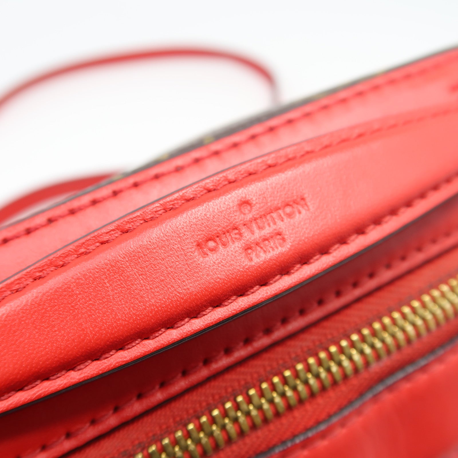 LOUIS VUITTON Monogram Saintonge金扣手挽肩背兩用袋紅色