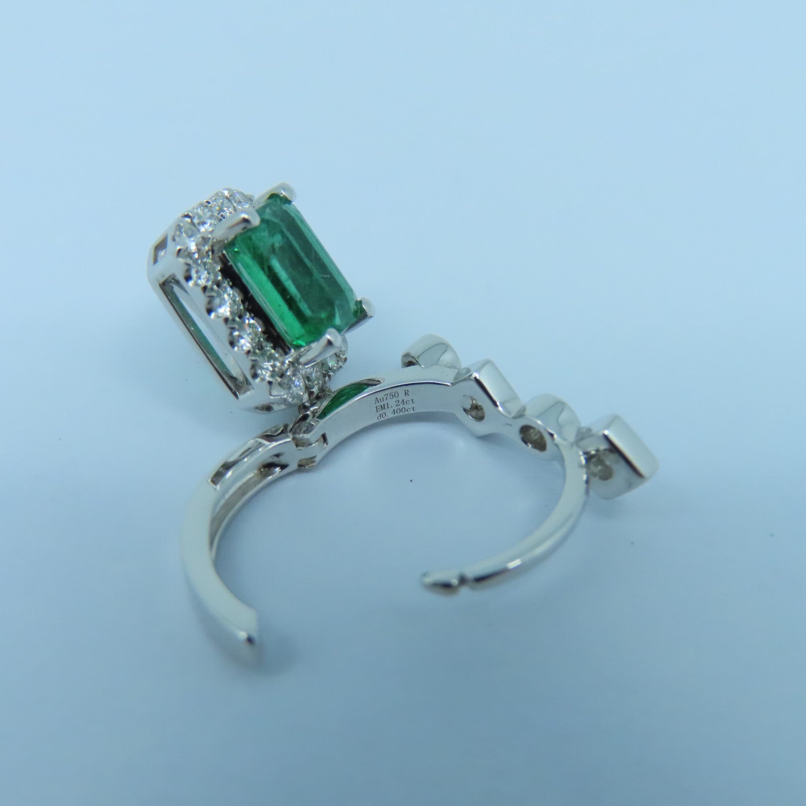 JEWELRY 18K白金Emerald Earrings 1.24ct綠寶石/0.40ct鑽石耳環綠色