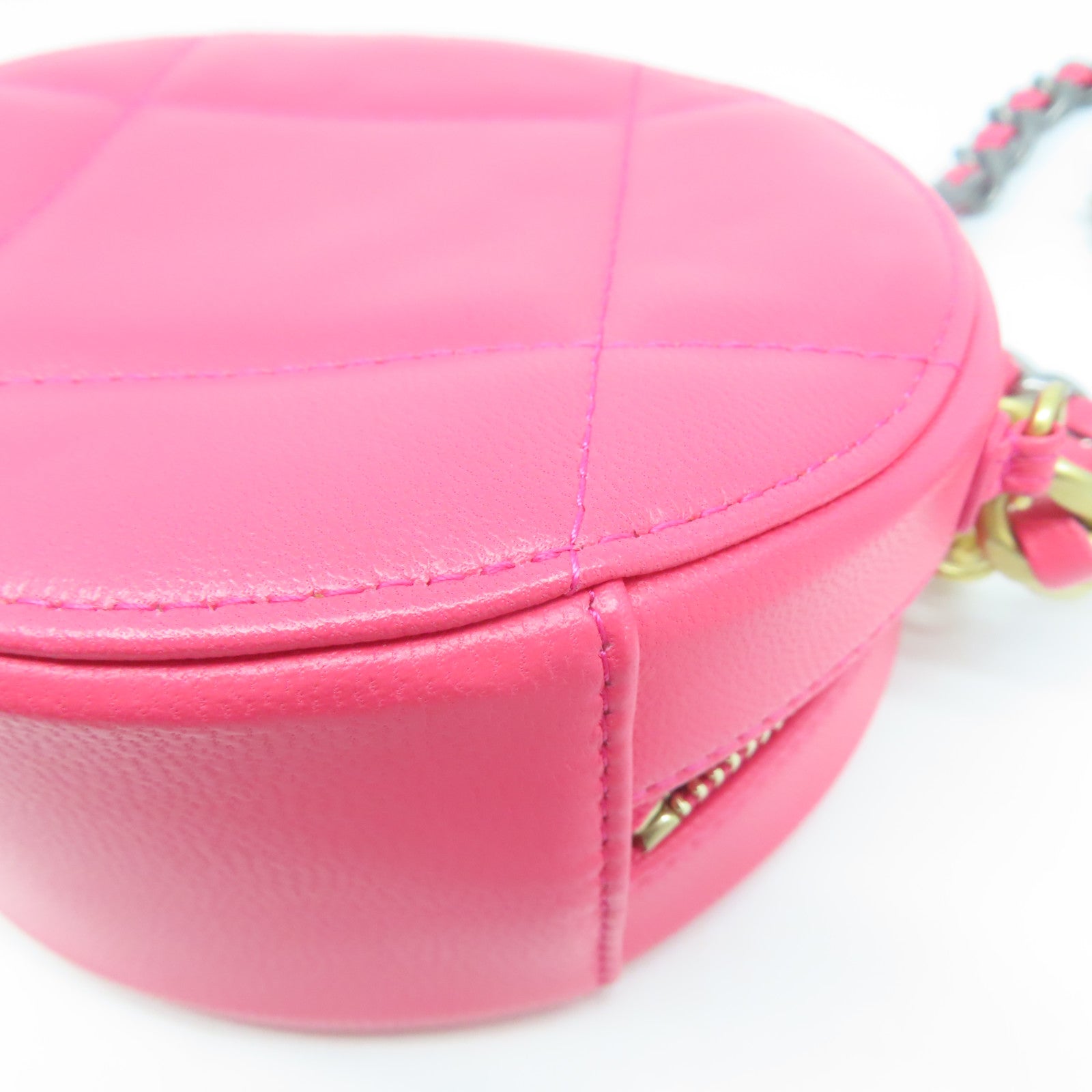 CHANEL 菱格羊皮皮革Shoulder Bag金扣手挽肩背兩用袋粉紅色