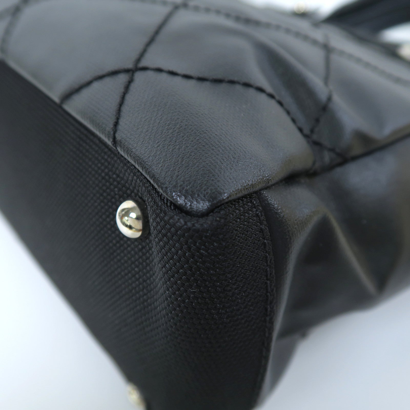 CHANEL 帆布Tote Bag銀扣手挽袋黑色