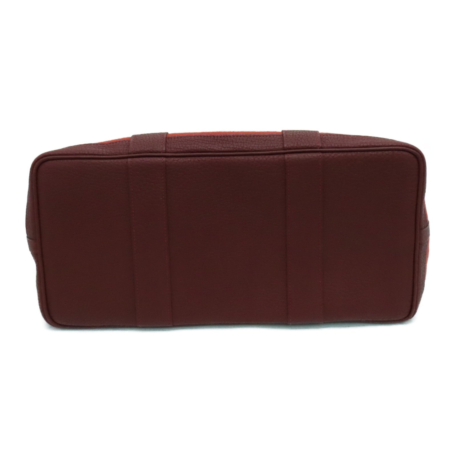 HERMES 帆布GardenPartyTPM銀扣手挽袋Rouge Tomate番茄紅