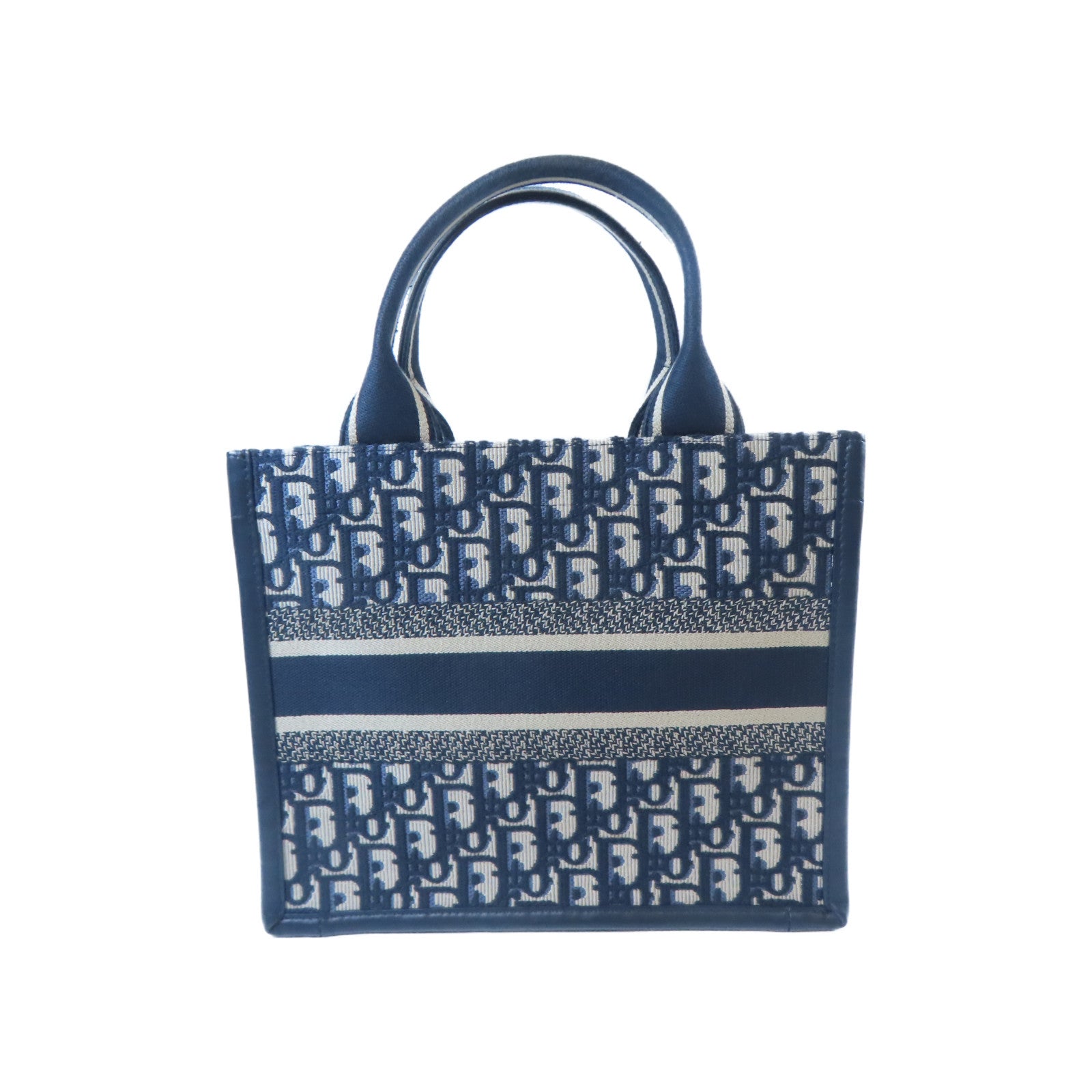 Dior 帆布Small Dior Book Tote金扣手挽肩背兩用袋藍色