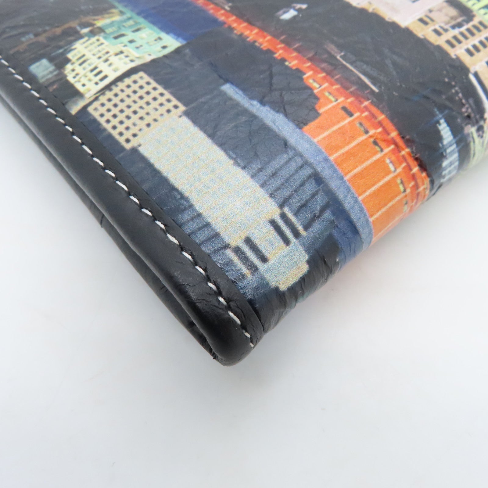 BALENCIAGA Cowhide Leather Clutch Silver Buckle Clutch Colorful