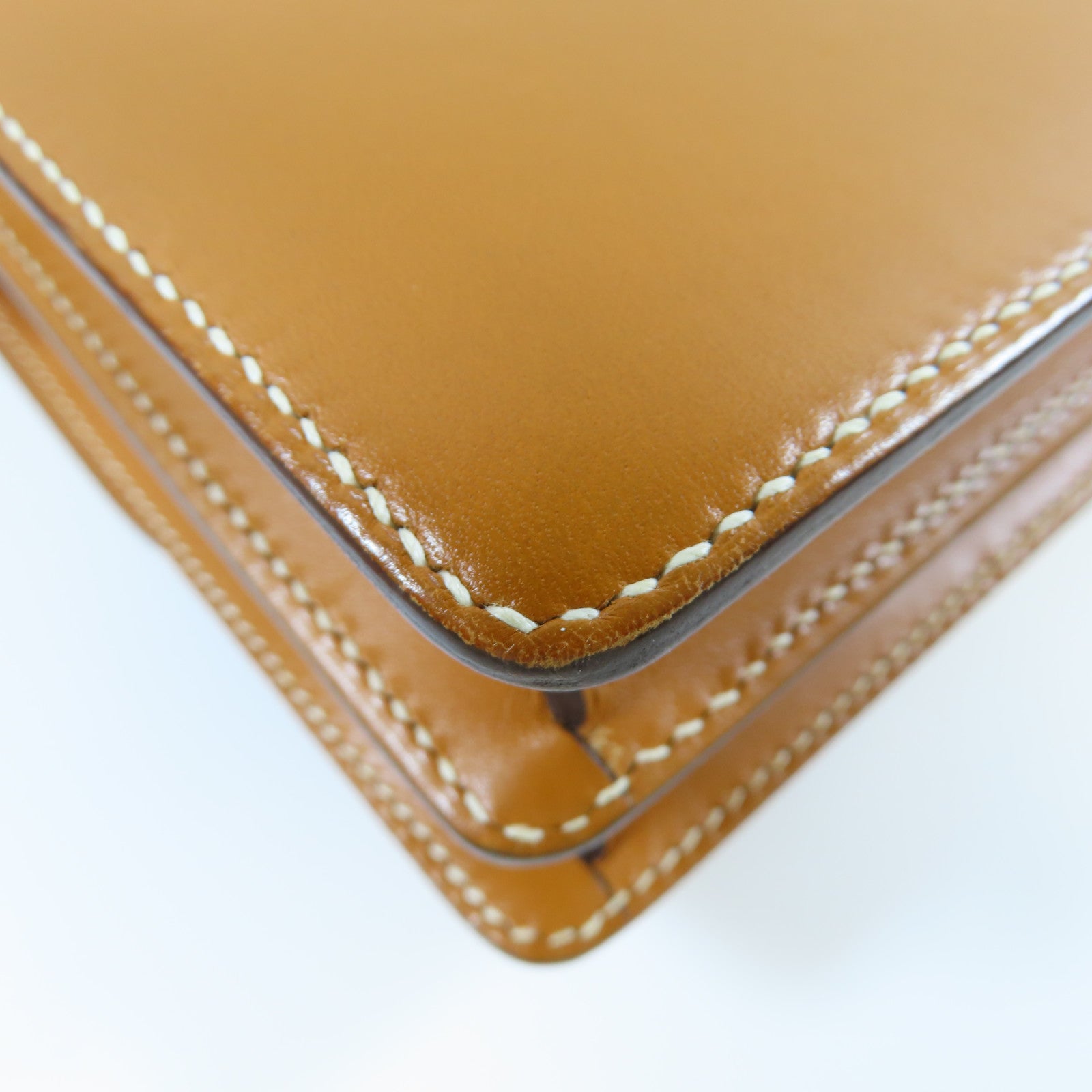 HERMES Barenia皮革Mini Roulis銀扣肩背袋Gold經典駝色