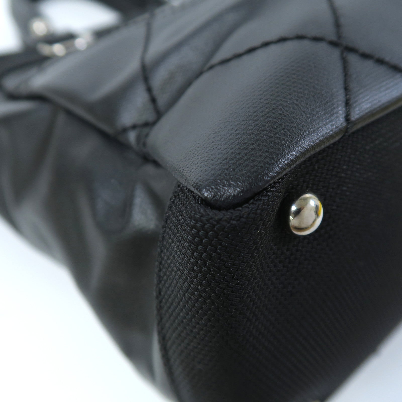 CHANEL 帆布Tote Bag銀扣手挽袋黑色
