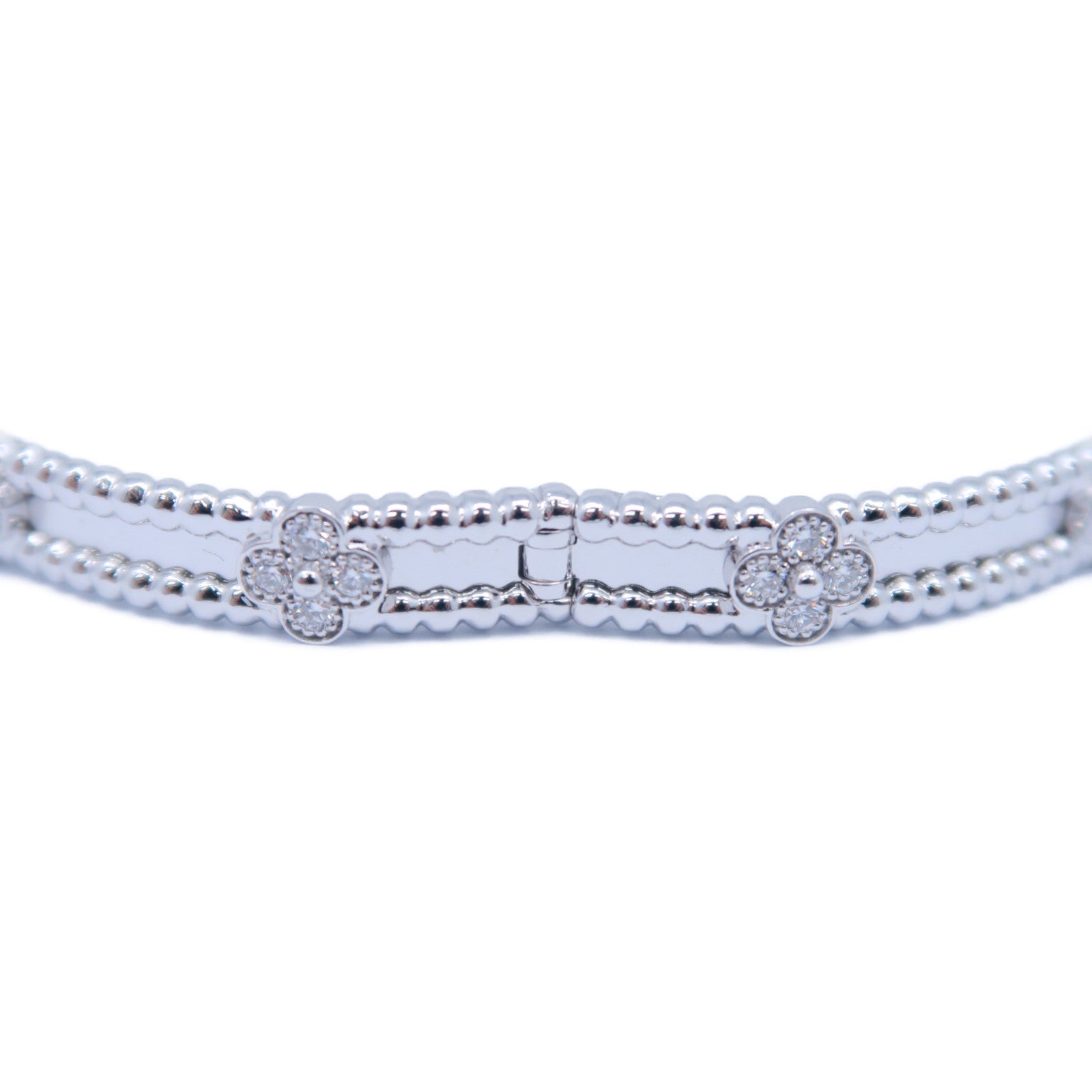 Van Cleef & Arpels 18K白金Perlee Sweet Clovers 0.68ct鑽石手鐲