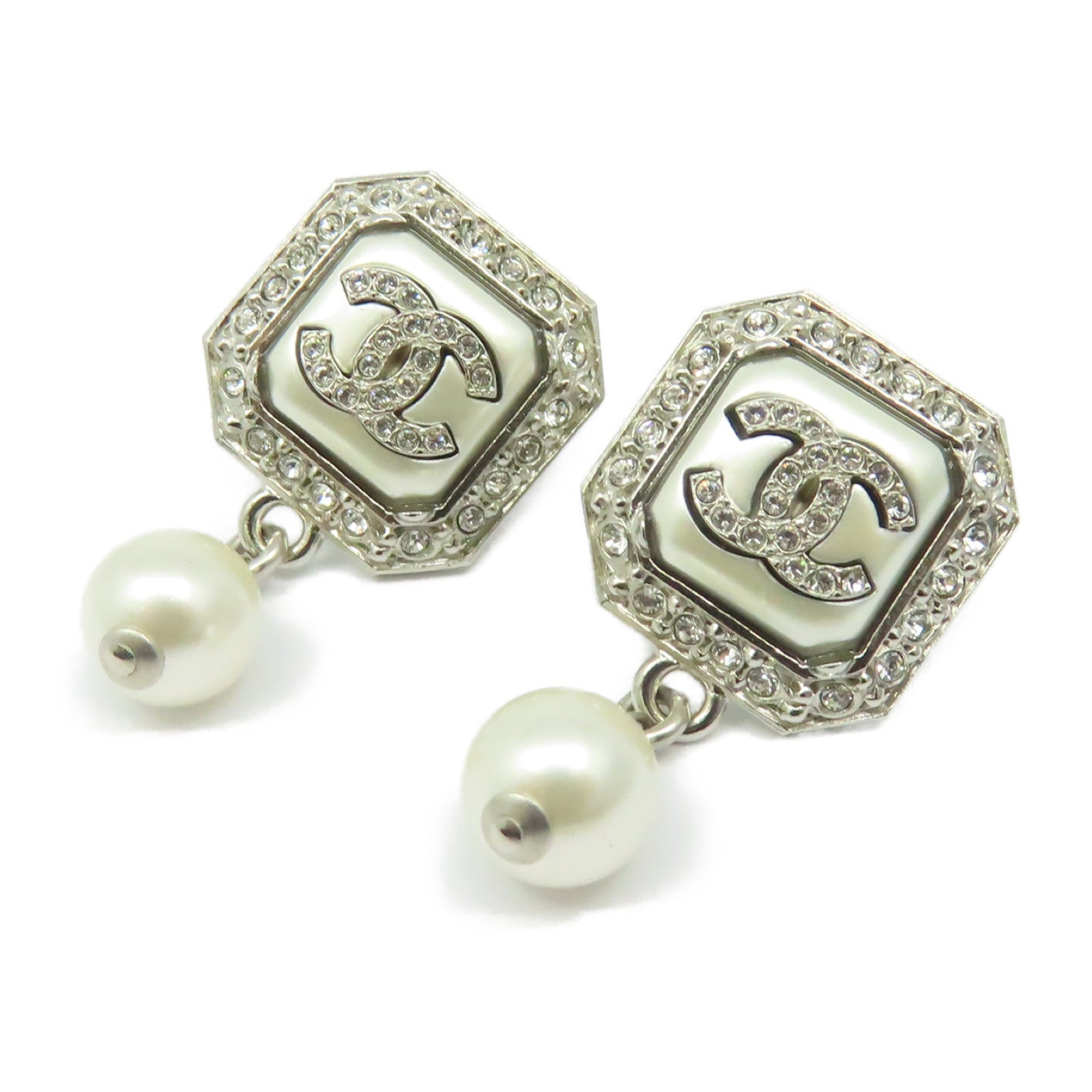 CHANEL 金屬/仿珍珠Earrings耳環銀色