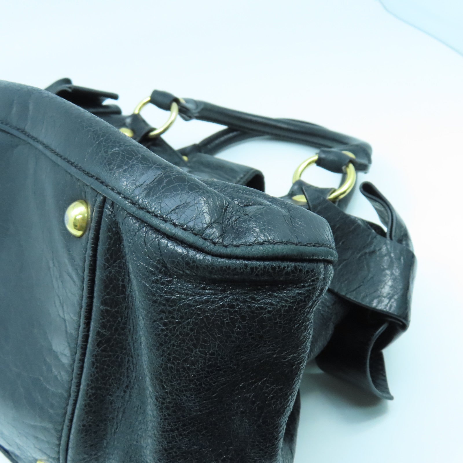 Miu Miu 牛皮皮革2way Shoulder Bag金扣手挽肩背兩用袋黑色