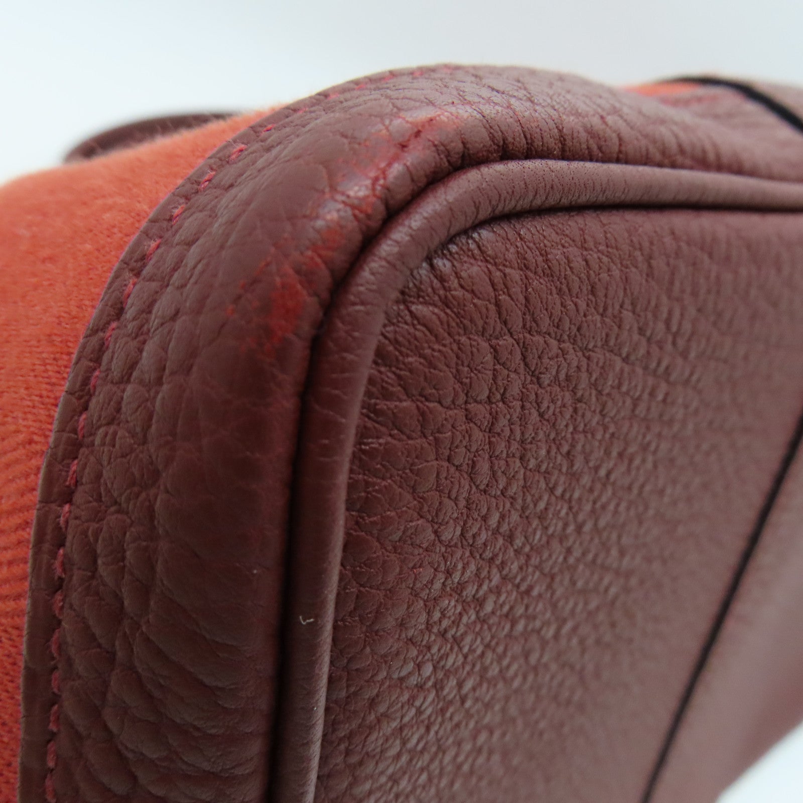 HERMES 帆布GardenPartyTPM銀扣手挽袋Rouge Tomate番茄紅