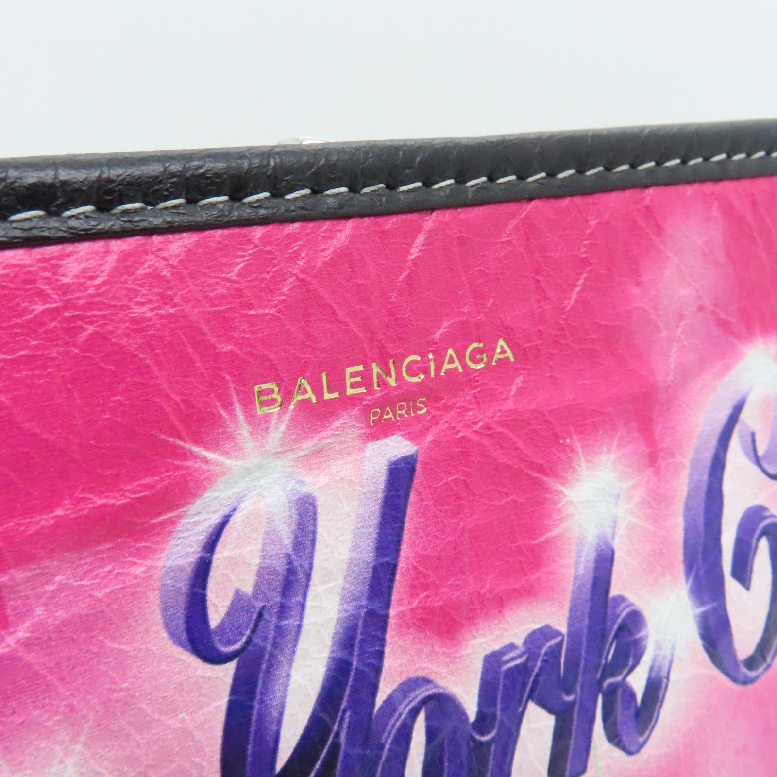 BALENCIAGA Cowhide Leather Clutch Silver Buckle Clutch Colorful