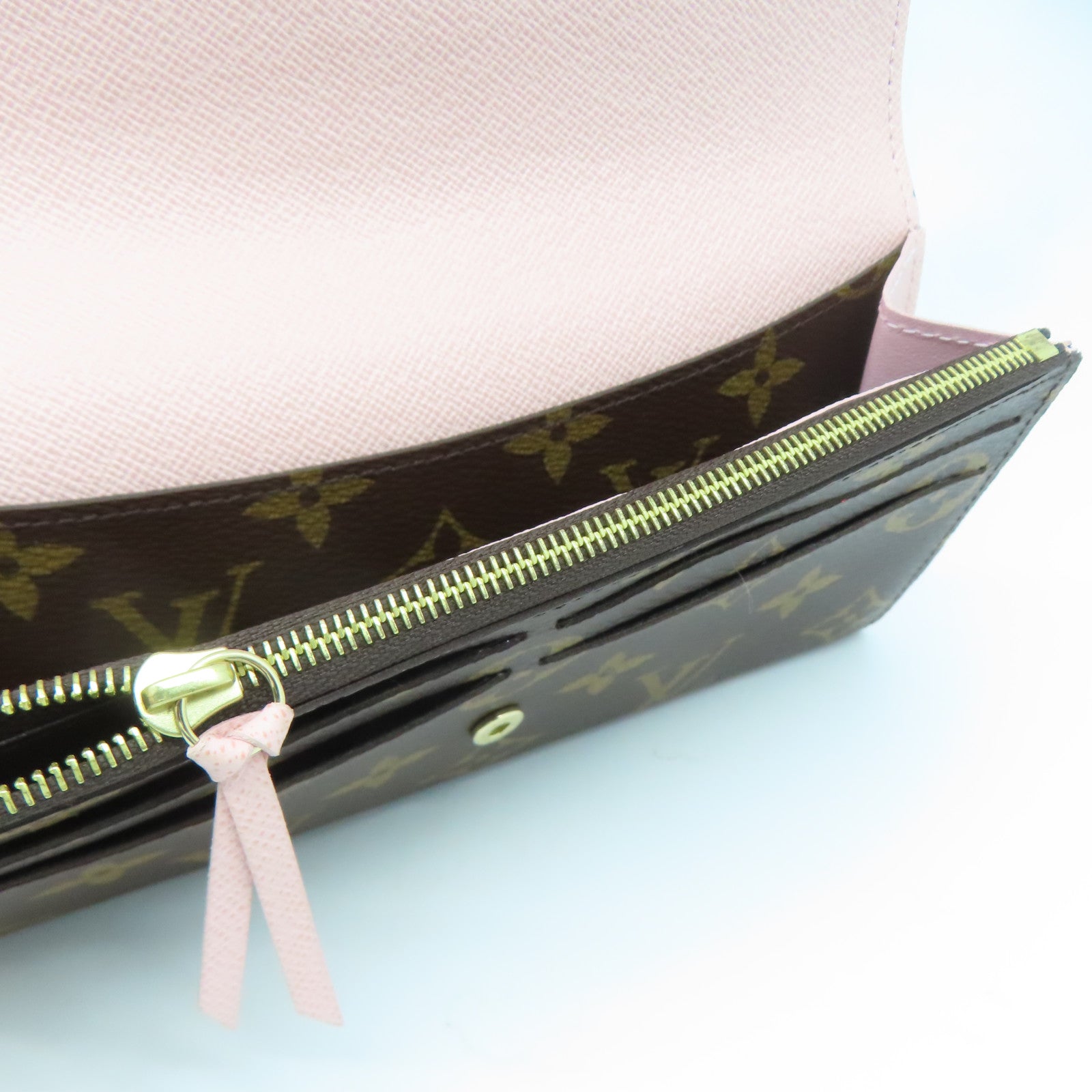 LOUIS VUITTON Monogram Emilie Wallet金扣長錢包啡色