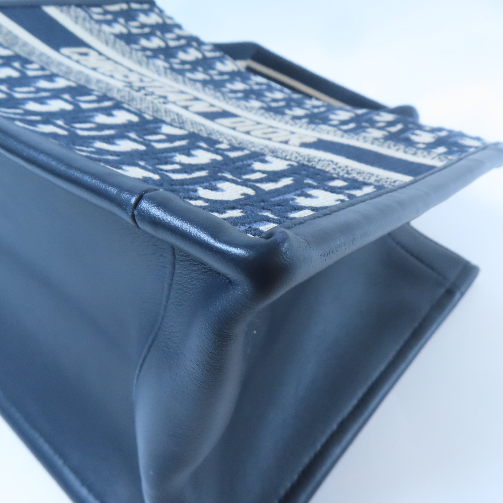 Dior 帆布Small Dior Book Tote金扣手挽肩背兩用袋藍色