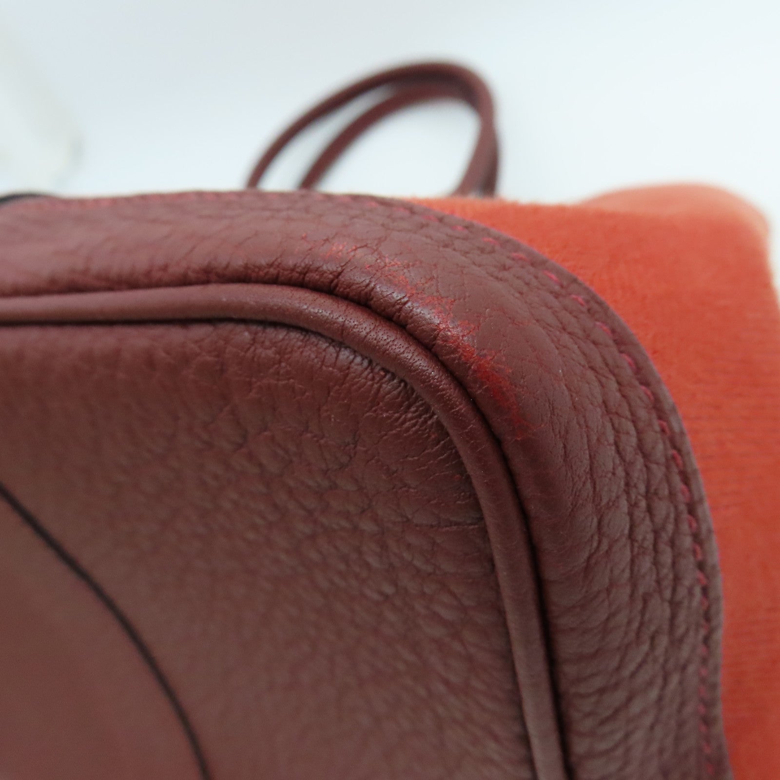 HERMES 帆布GardenPartyTPM銀扣手挽袋Rouge Tomate番茄紅