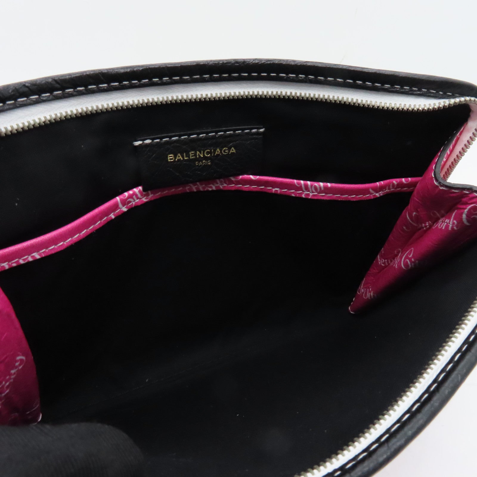 BALENCIAGA Cowhide Leather Clutch Silver Buckle Clutch Colorful