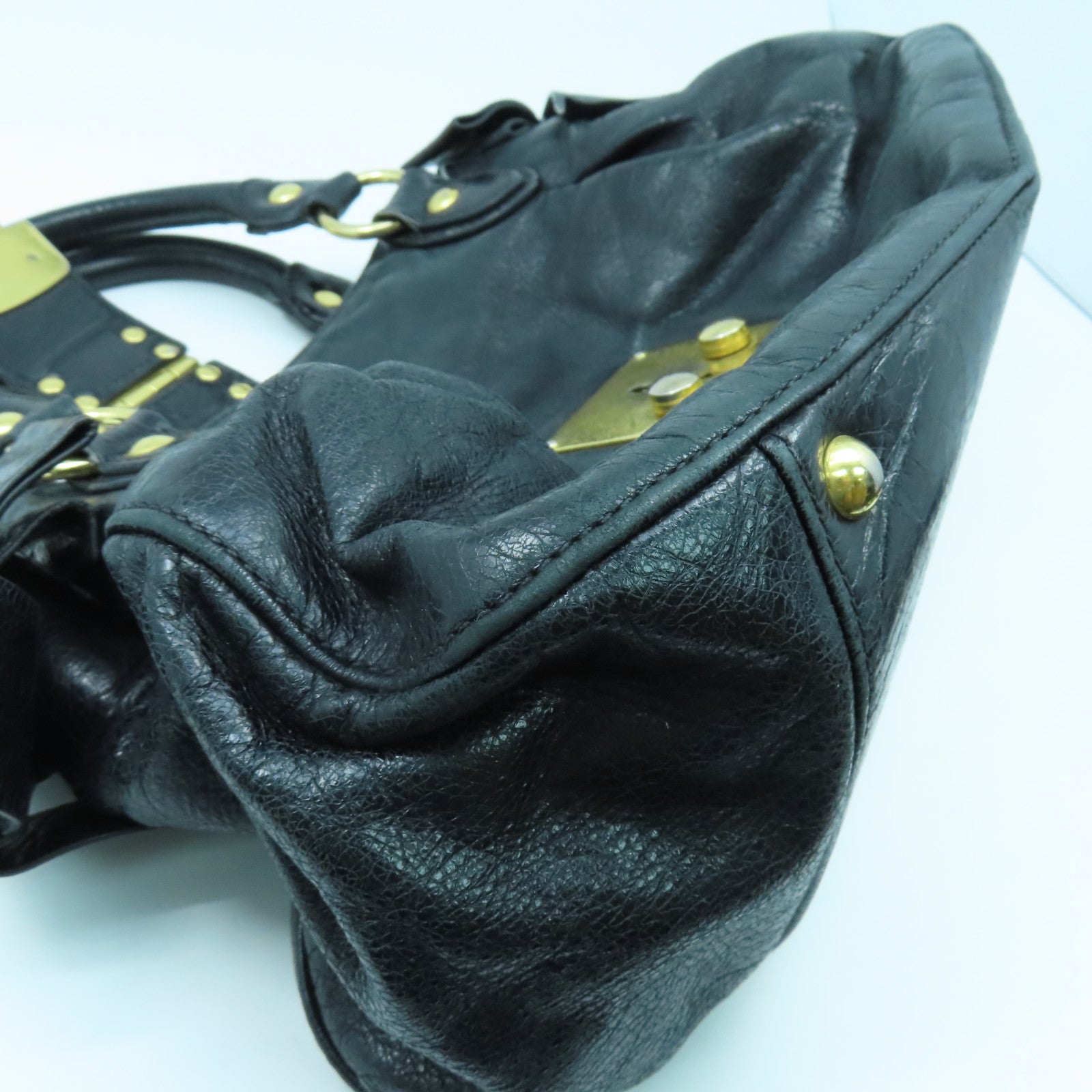 Miu Miu 牛皮皮革2way Shoulder Bag金扣手挽肩背兩用袋黑色