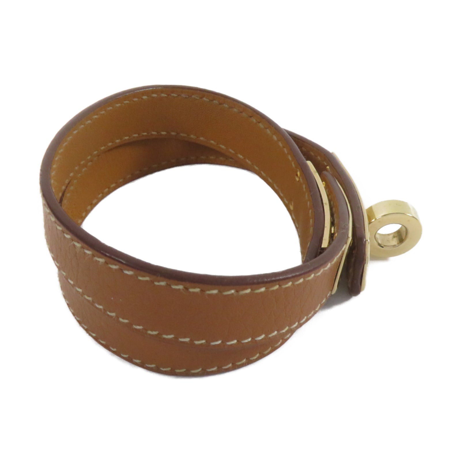 HERMES Epsom皮革Double Tour Bracelet金扣手鏈Gold經典駝色