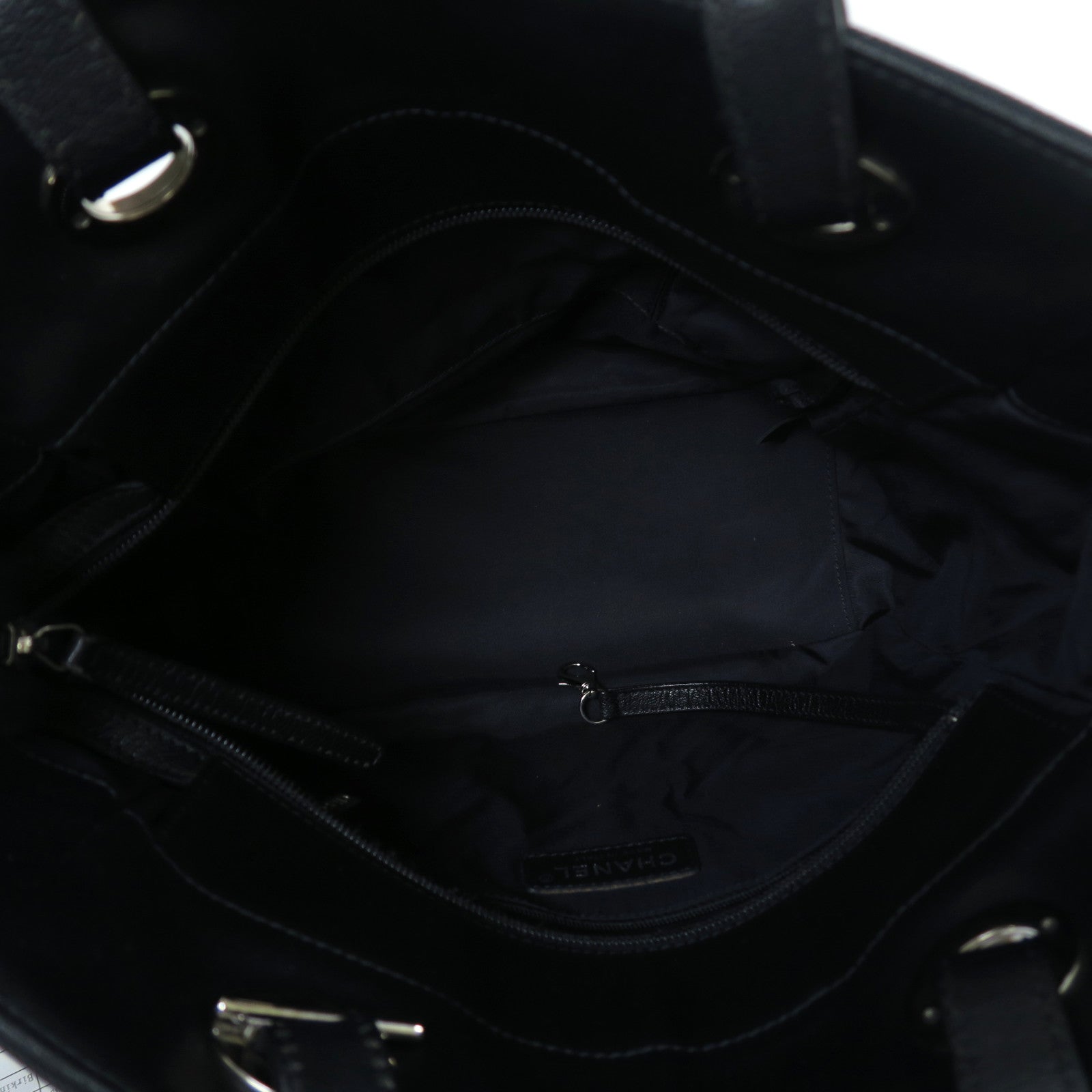 CHANEL 帆布Tote Bag銀扣手挽袋黑色
