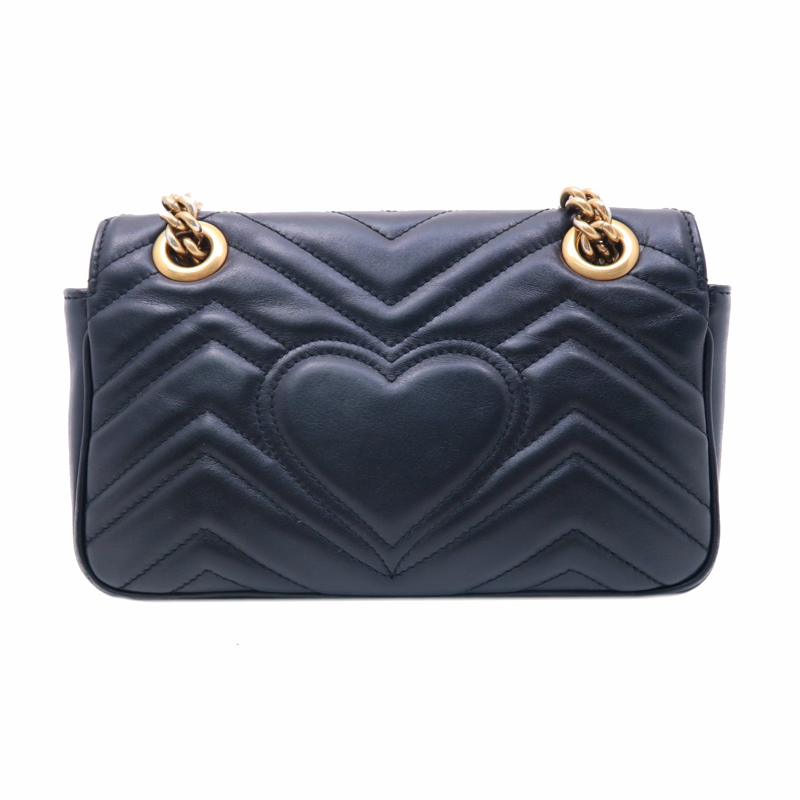 GUCCI 牛皮皮革GG Marmont Small金扣鏈帶肩背袋黑色