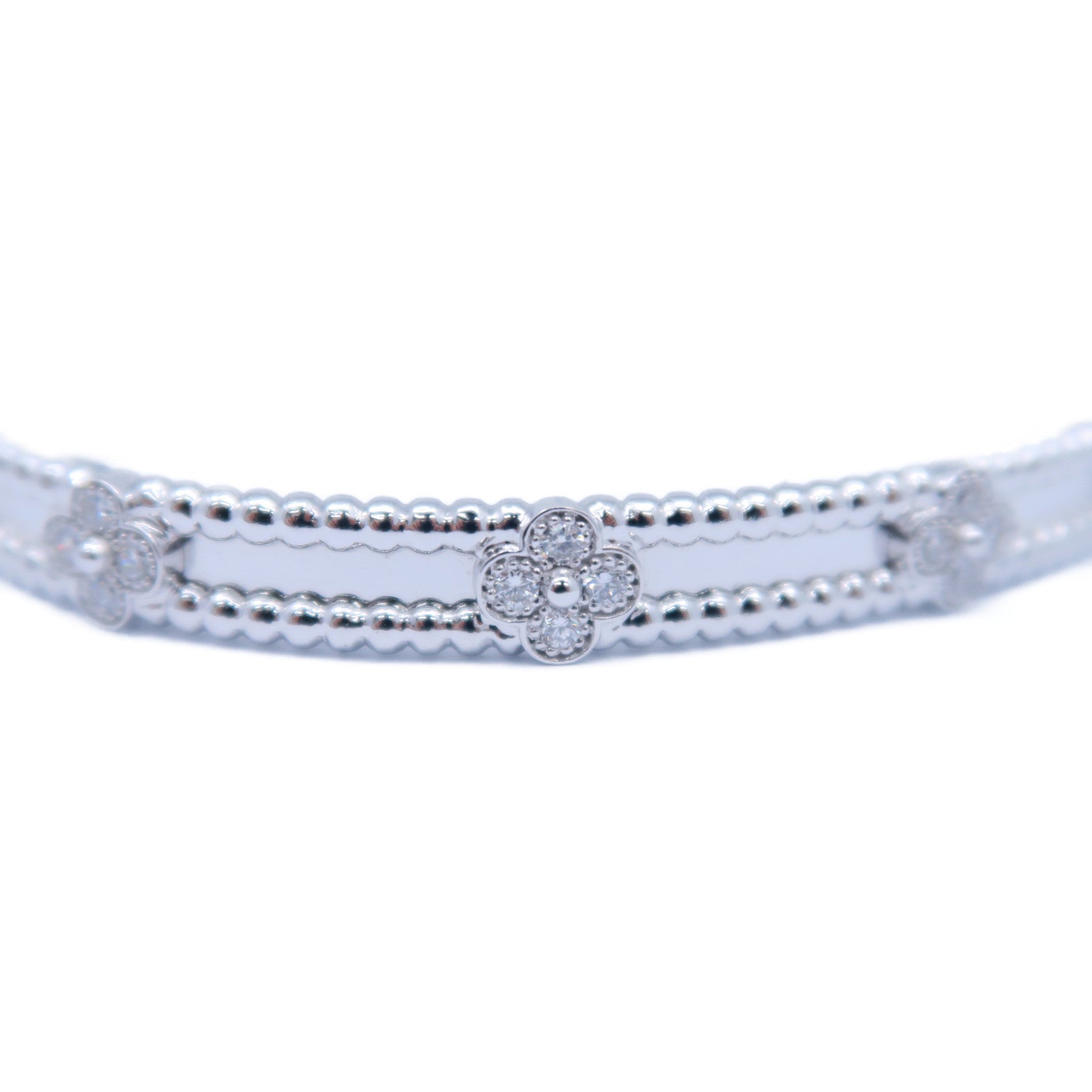 Van Cleef & Arpels 18K白金Perlee Sweet Clovers 0.68ct鑽石手鐲