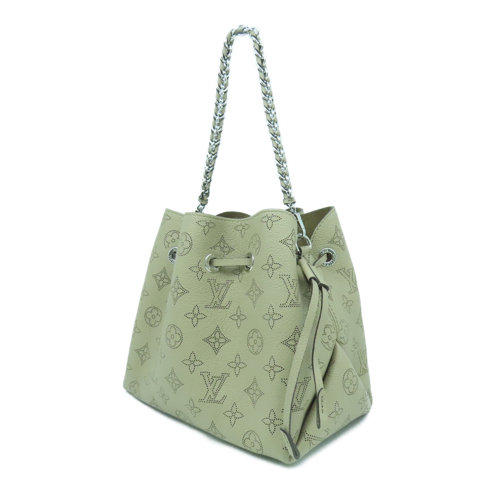 LOUIS VUITTON Monogram Mahina Bella銀扣手挽肩背兩用袋米色