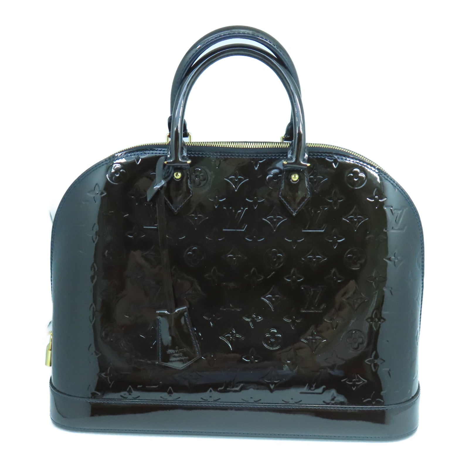 LOUIS VUITTON Mono-Vernis Alma MM金扣手挽袋深紅色