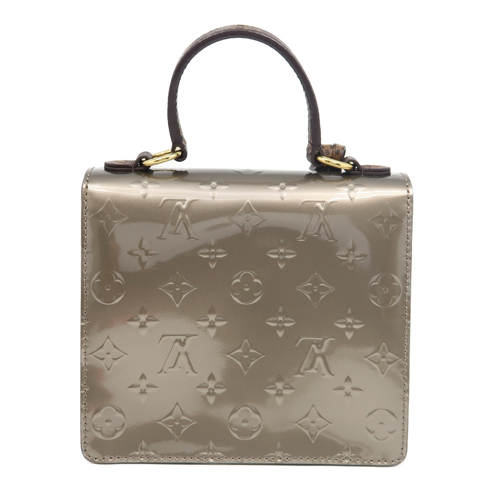 LOUIS VUITTON Monogram Vernis Spring Street金扣手挽肩背兩用袋香檳灰色