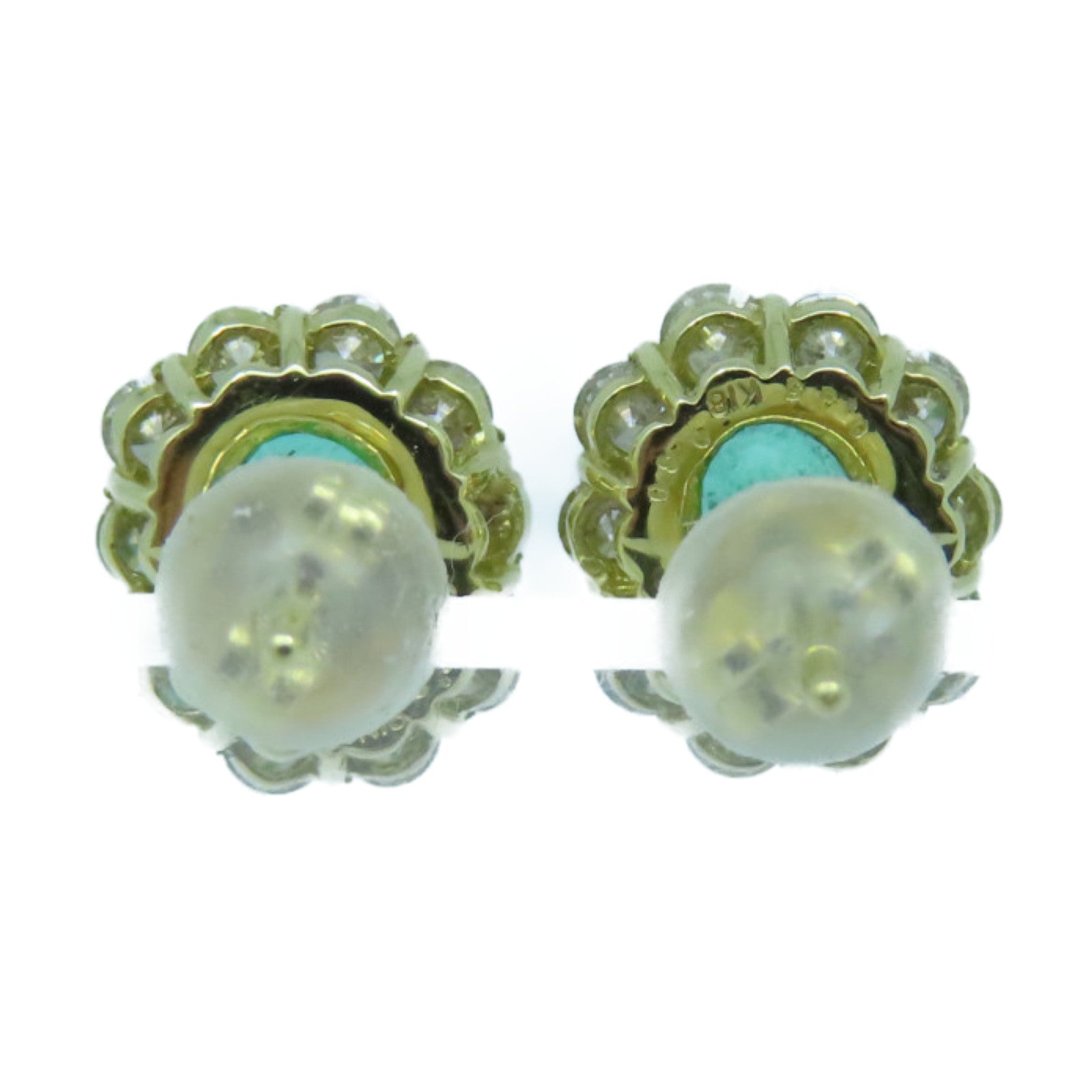 JEWELRY 18K黄金Emerald Earrings 0.75ct绿宝石/0.60ct钻石耳环绿色