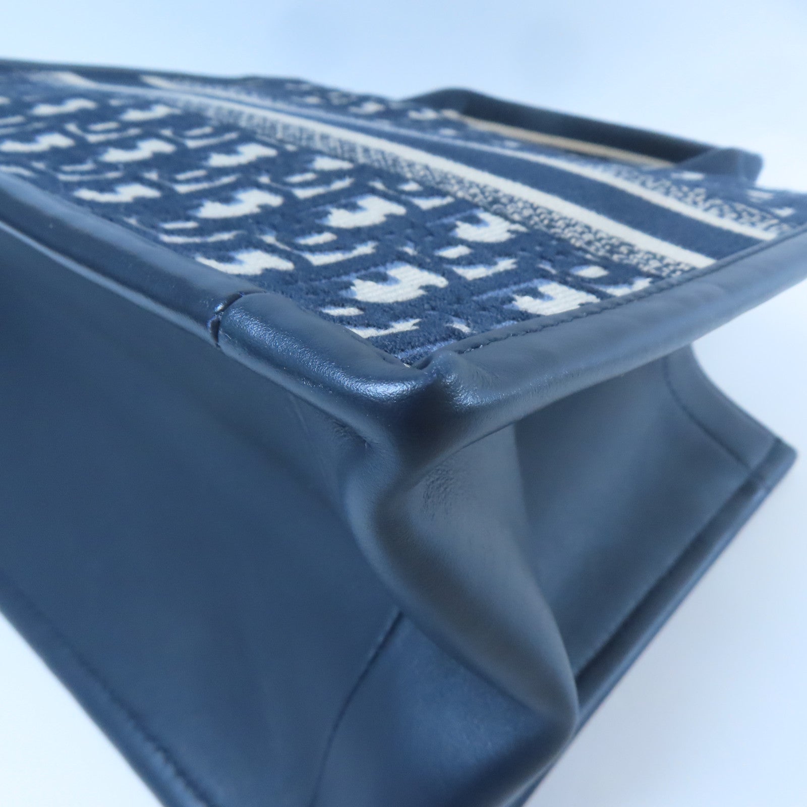 Dior 帆布Small Dior Book Tote金扣手挽肩背兩用袋藍色