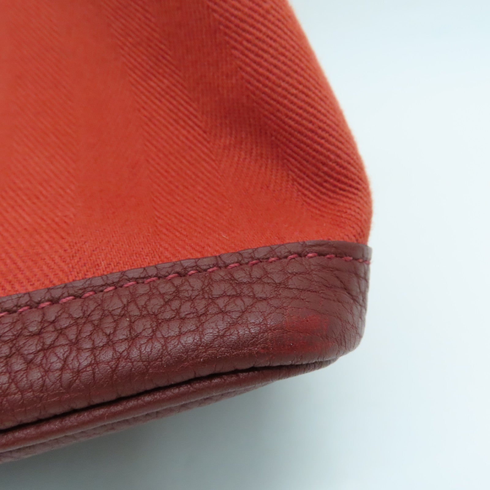 HERMES 帆布GardenPartyTPM銀扣手挽袋Rouge Tomate番茄紅