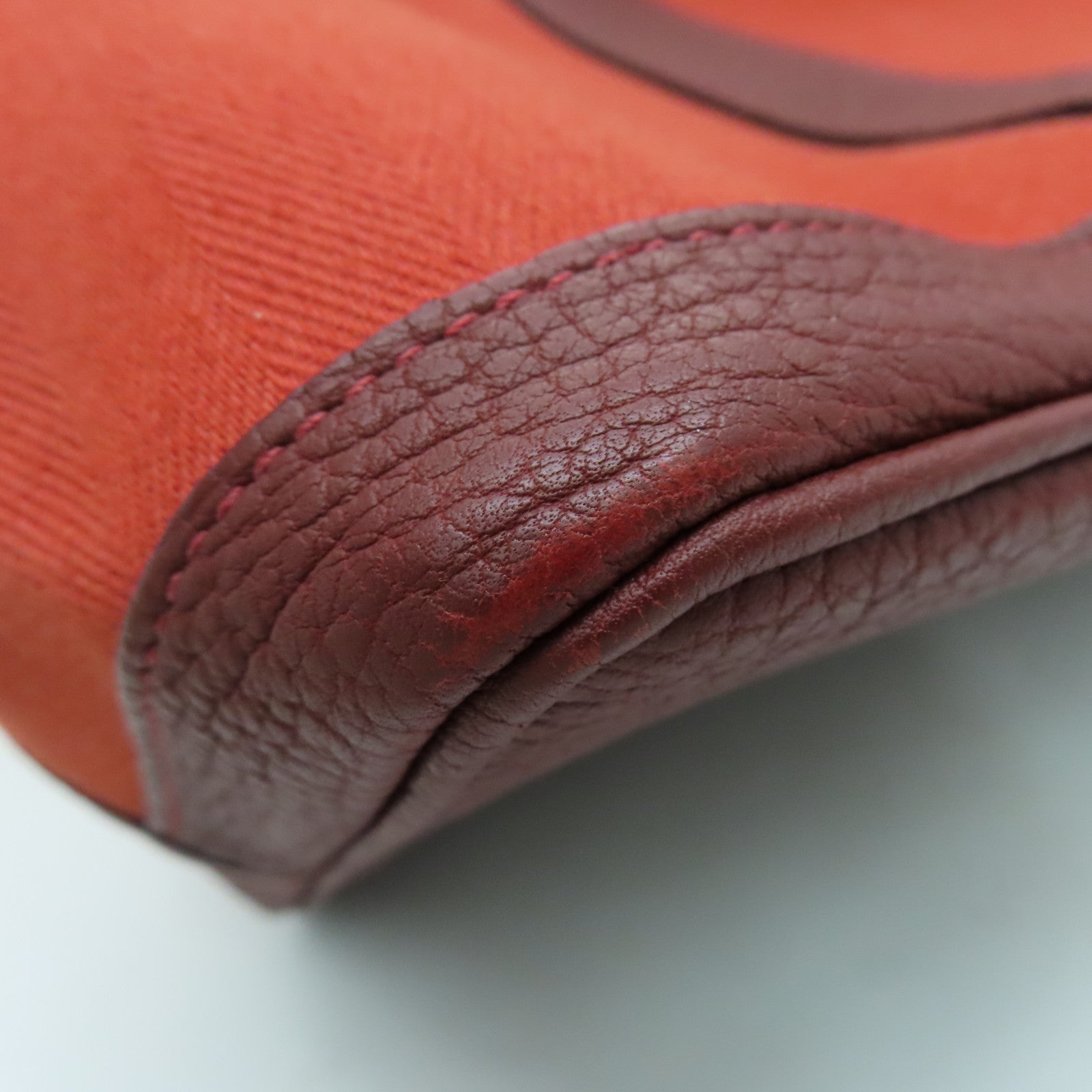 HERMES 帆布GardenPartyTPM銀扣手挽袋Rouge Tomate番茄紅