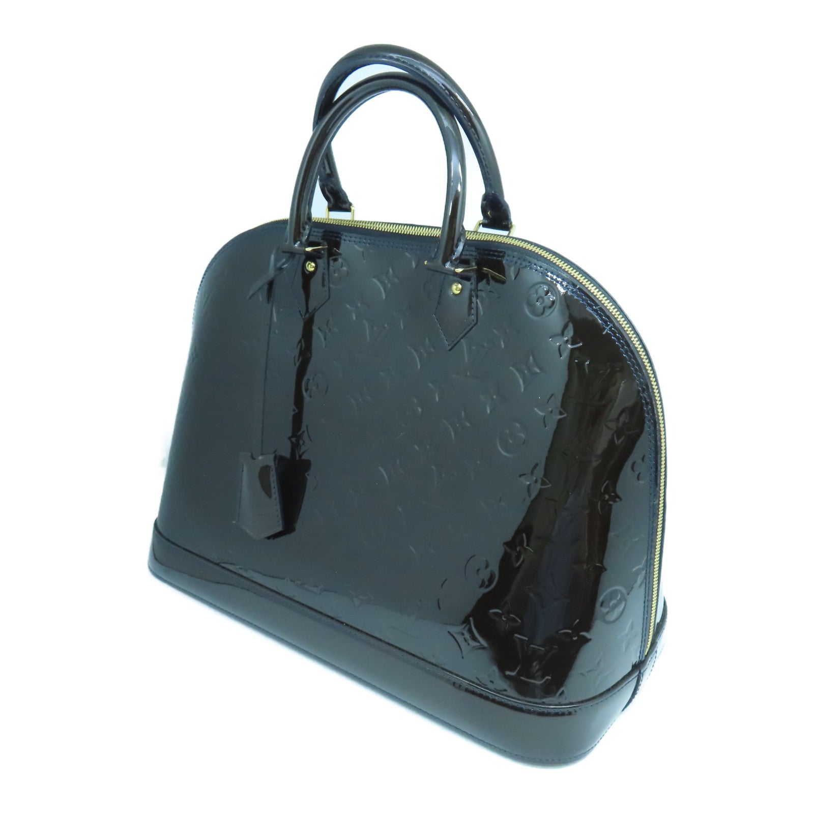 LOUIS VUITTON Mono-Vernis Alma MM金扣手挽袋深紅色