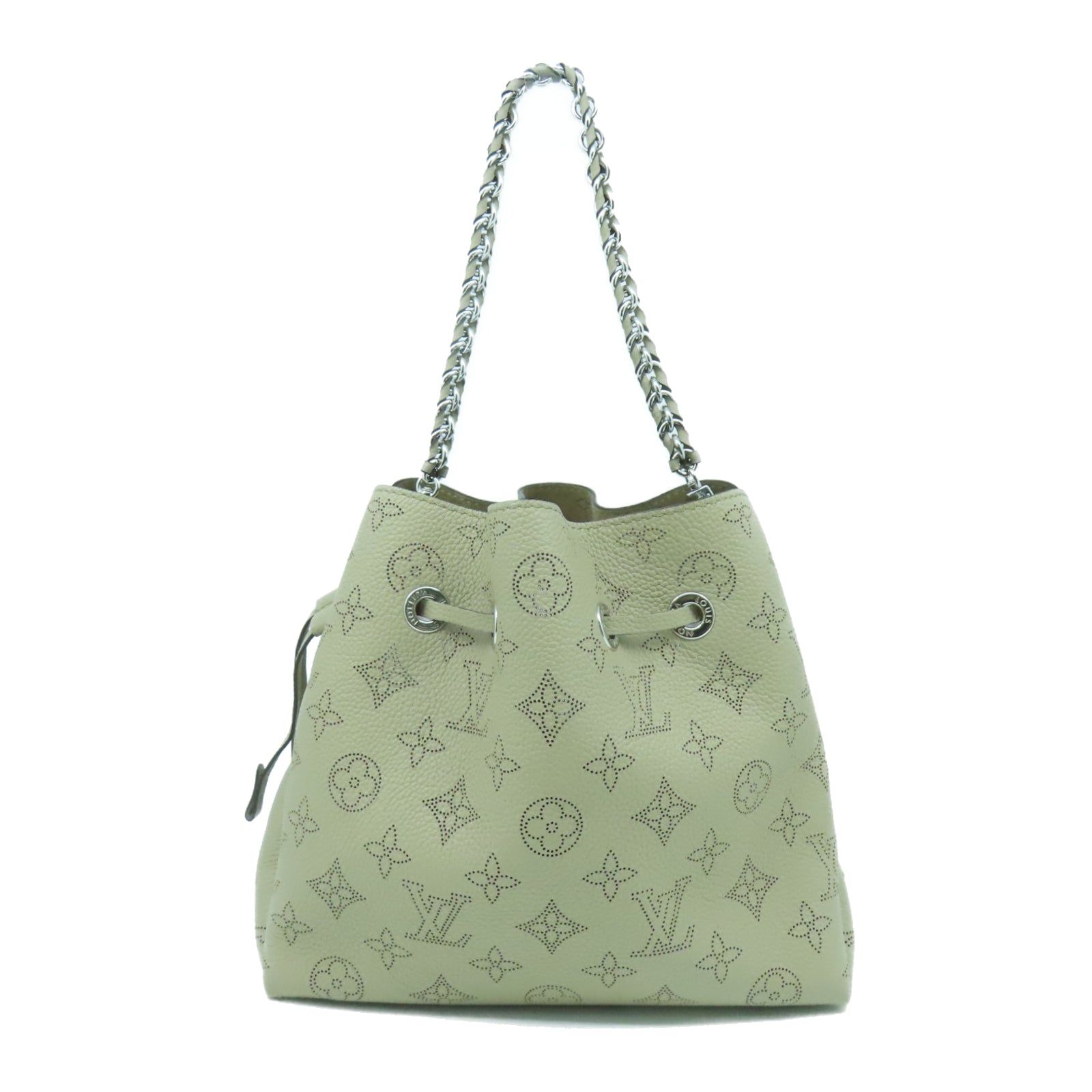 LOUIS VUITTON Monogram Mahina Bella銀扣手挽肩背兩用袋米色