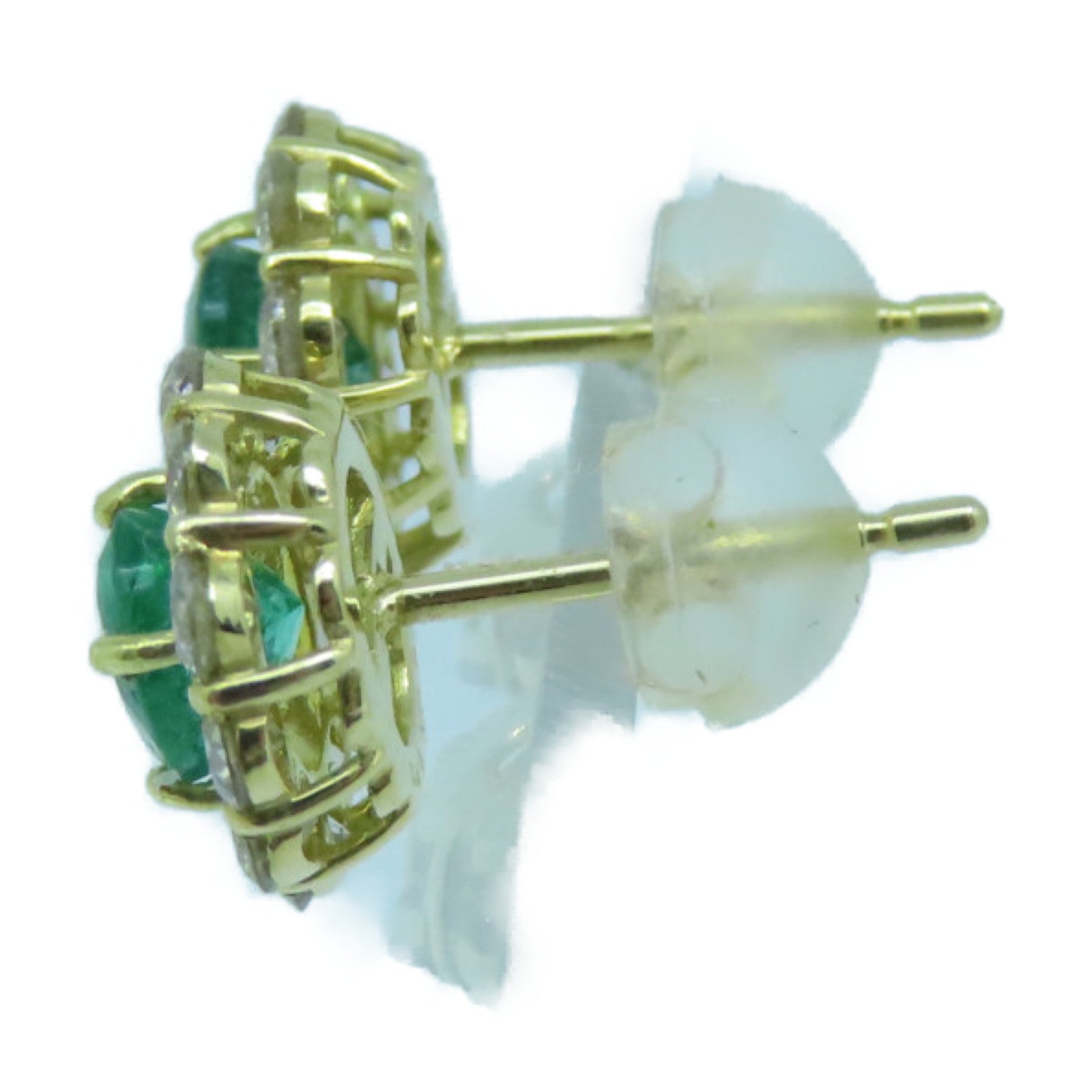 JEWELRY 18K黄金Emerald Earrings 0.75ct绿宝石/0.60ct钻石耳环绿色