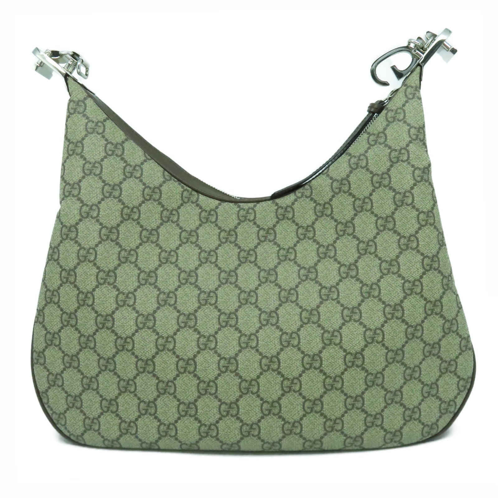 GUCCI 塗層帆布/皮革Attache銀扣肩背袋啡色