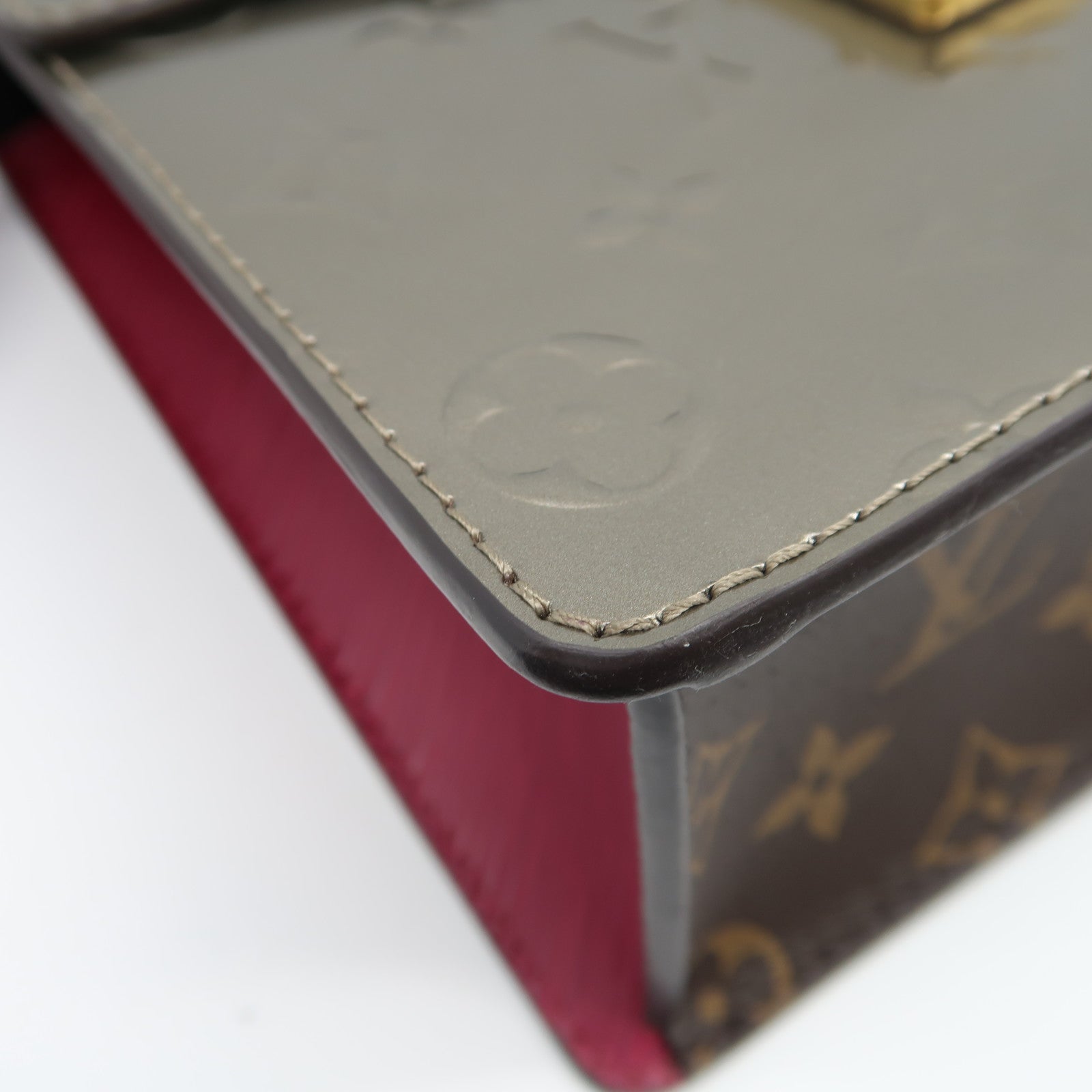 LOUIS VUITTON Monogram Vernis Spring Street金扣手挽肩背兩用袋香檳灰色
