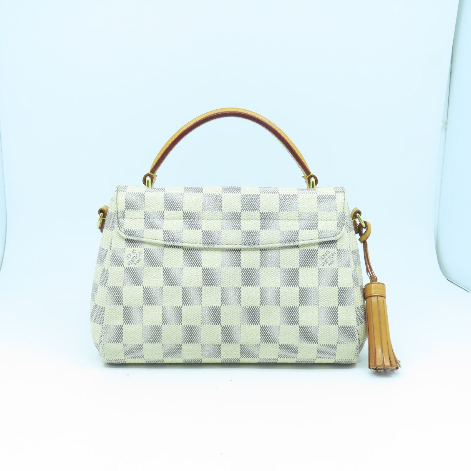 LOUIS VUITTON Damier Azur Croisette金扣手挽肩背兩用袋藍色/白色