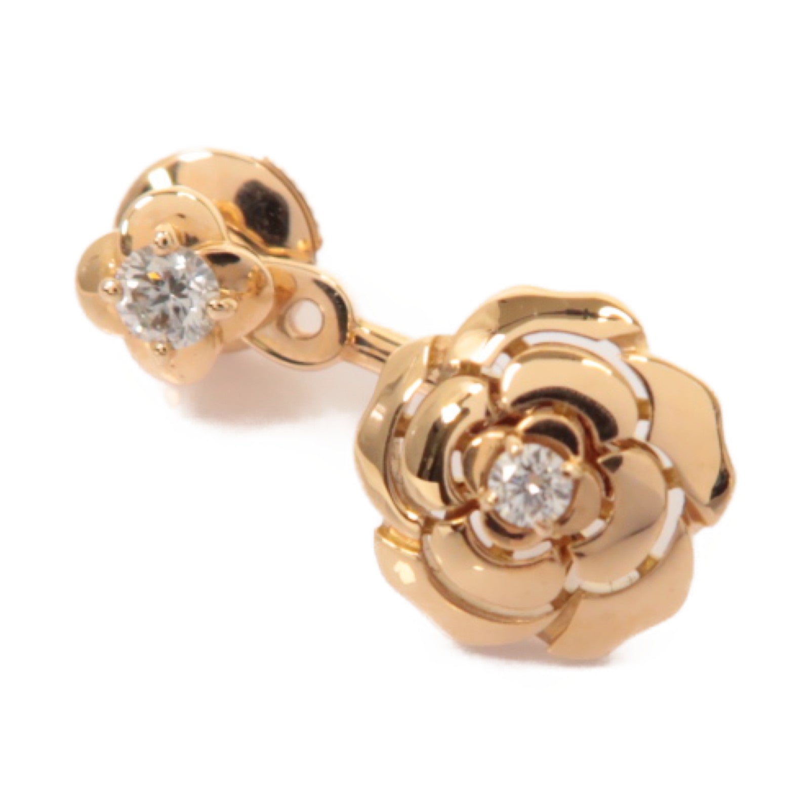 CHANEL 18K玫瑰金Extrait de Camelia Single Earring耳環