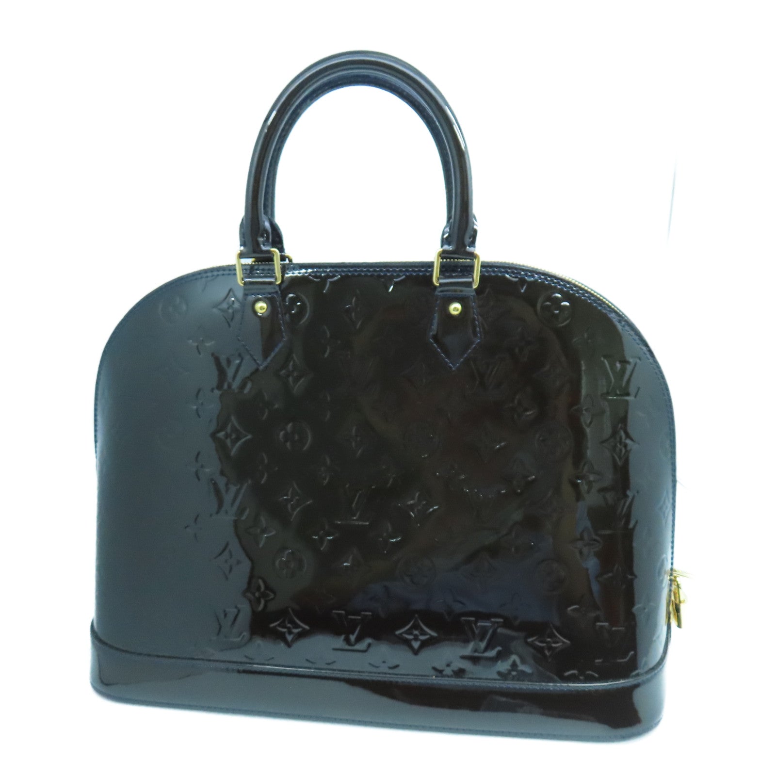 LOUIS VUITTON Mono-Vernis Alma MM金扣手挽袋深紅色