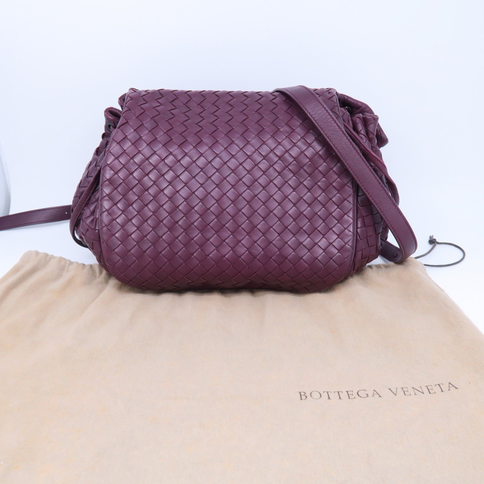 BOTTEGA VENETA 織紋皮革Shoulder Bag銀扣肩背袋紫色