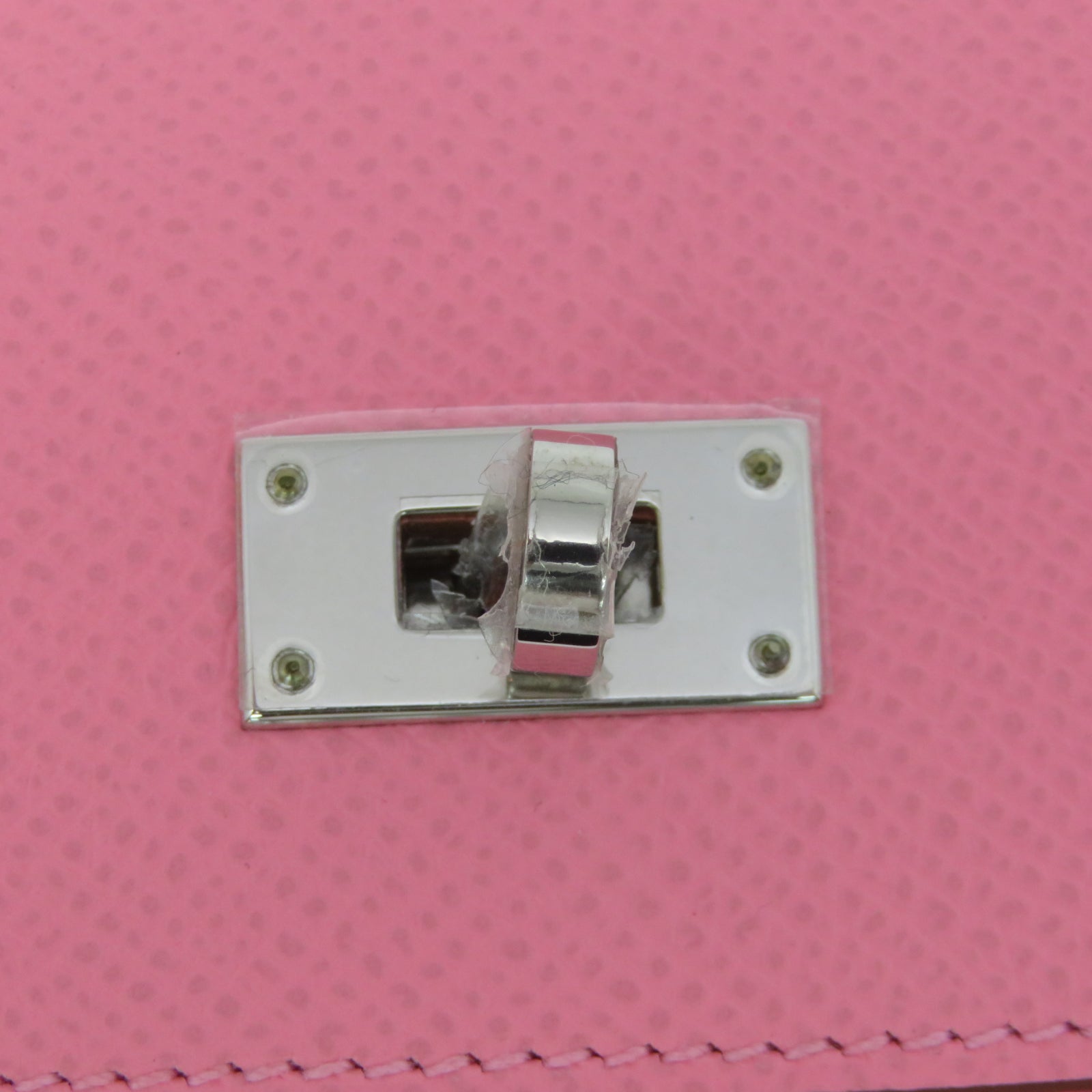 HERMES 【激减优惠】Veau Epsom皮革Kelly Short Wallet银扣钱包粉红色