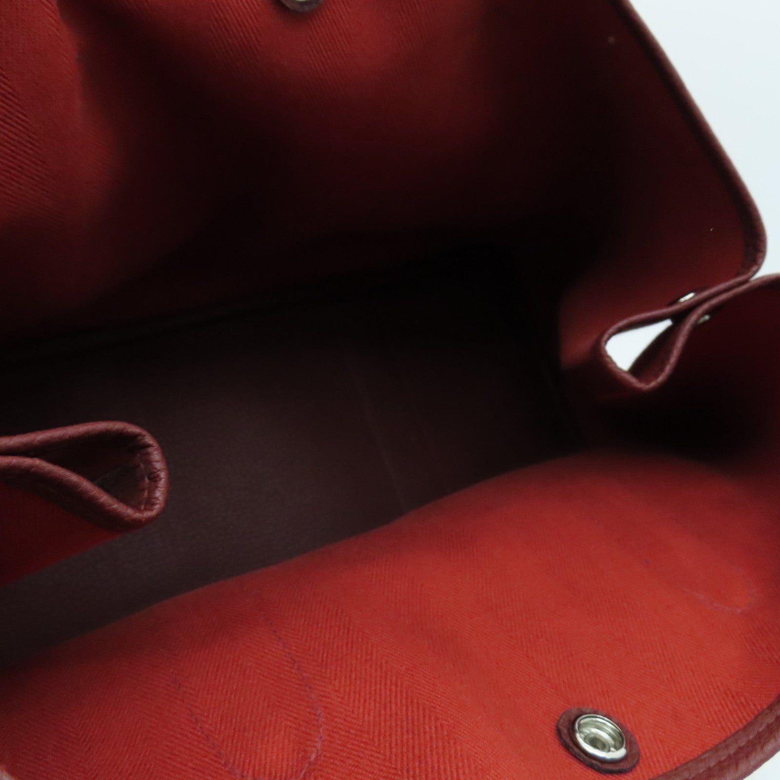 HERMES 帆布GardenPartyTPM銀扣手挽袋Rouge Tomate番茄紅