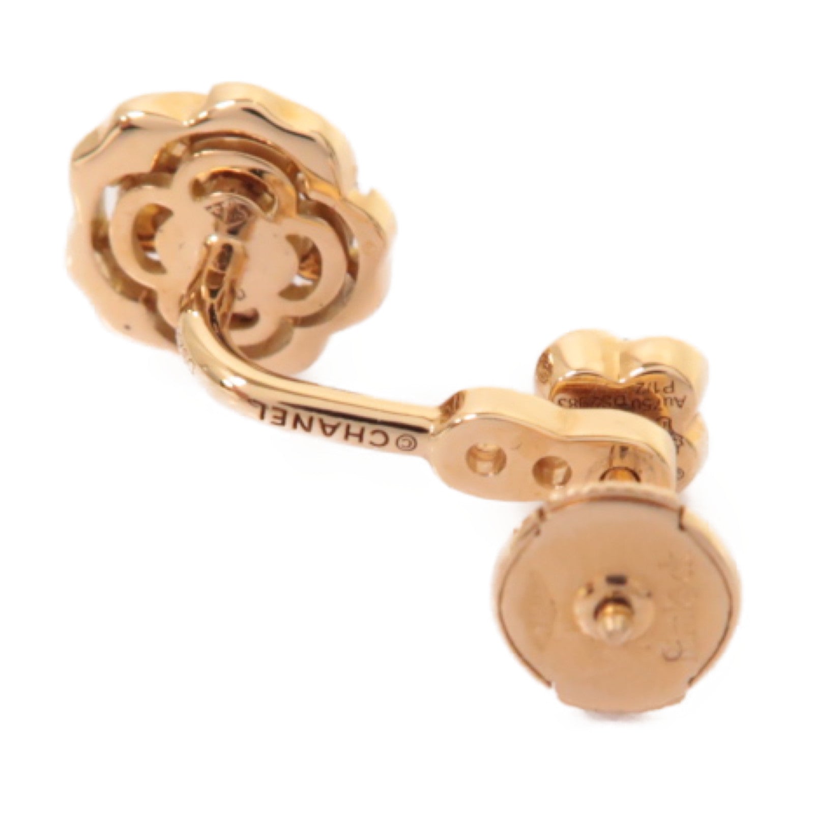 CHANEL 18K玫瑰金Extrait de Camelia Single Earring耳環
